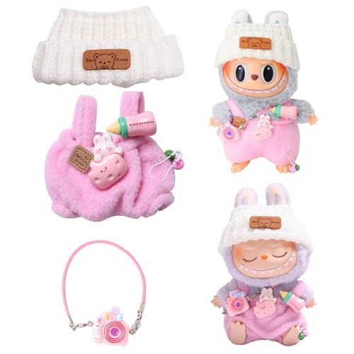 Ropa para 17 cm Labubu de peluche, ropa de peluche, solo accesorio de ropa para 17 cm, suéter de peluche Labubu con capucha, ropa para manualidades, regalos para niños