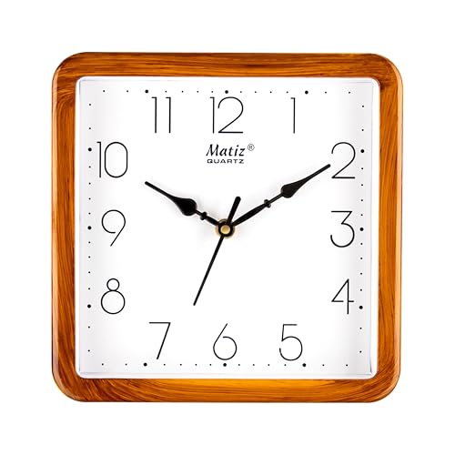 Matiz Analog 30 cm X 30 cm Wall Clock | Brown | with Glass | Standard| 128 Wood