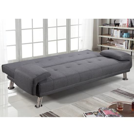 Bagno Italia Divano letto sofà 194x110x40 in ecopelle nero o bianco o microfibra beige o grigio reclinabile design moderno per sala soggiorno modello Sibilla I modern