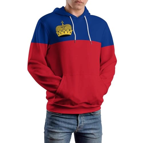 Sweat à capuche drapeau Liechtenstein unisexe coupe oversized décontractée