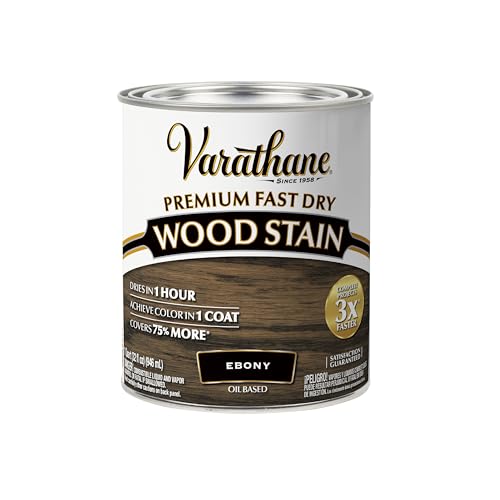 Varathane Premium Fast Dry Wood Stain | 1 Hour Dry Time | 1 Coat Color | Interior Wood Stain | Furniture, Cabinets, Doors, Trim | Quart | Ebony