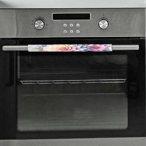Image of Pardick Spring Flower Floral Refrigerator Door Handle Covers Set of 2 Spring Flower Floral Washable Fridge Dishwasher Mocrowave Oven Door Decor Protector Handle Cover Kitchen Appliance Decorative