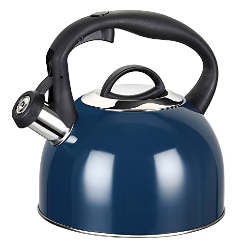 MAISCHOU Bouilloire sifflante inox 2.5L (Bleu Foncé)