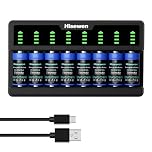 Hisewen 8 Pack Rechargeable 123A Battery, 8-Slot Charger for Arlo Camera VMC3030 VMK3200 VMS3230 3330 3430 3530