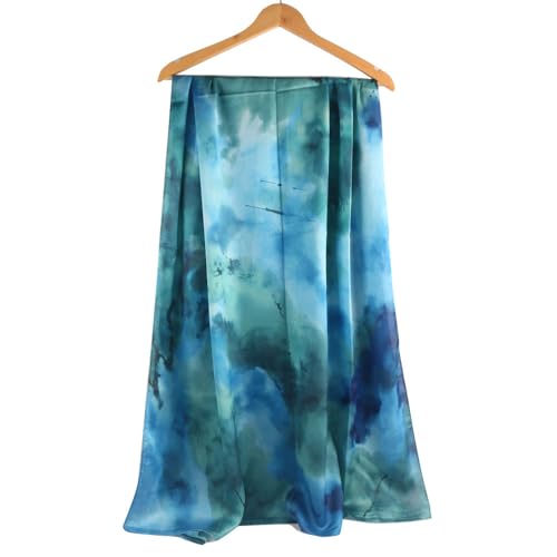 Women's Hijab watercolor printed silk textured satin, Tie Dyed Ombre marble water printed women's Shawl Hijab scarf3