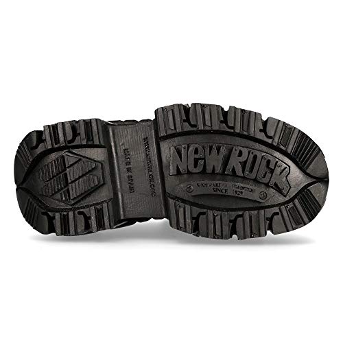 New Rock M-TANK120N Women's Black 100% Leather Goth Platform Punk Metal Ankle Boots3