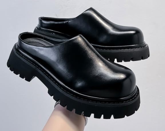 Men's Loafers, Leather Slip-on semi-Slippers, Thick Sole, Non-Slip and Wearable, Casual, Business, Work, Comfortable, Outdoor2