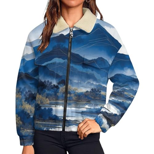 Veste polaire femme indigo ample et chaude pour l'hiver