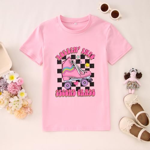 Image of SOFEON First Day of School Shirt for Girls Rollin' Into 1st /2nd /3rd Grade T-Shirt Back to School Skating Graphic Tees Tops