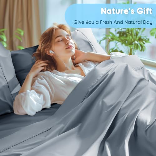 Image of SONORO KATE 1000 Series 100% Egyptian Cotton King Sheet Set,4 Pieces | Soft,Breathable Long Staple,Sateen Weave,Luxury 5-Star Hotel Bed Sheets,16 inch Deep Pocket,French Blue