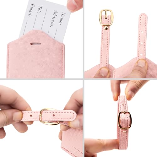 Initial Luggage Tag, PU Leather Luggage Tag, Embroidered Luggage Tag, Letter Luggage Tag, Monogrammed Luggage Tag, Luggage Tag for Baggage Bag Suitcase (J, Pink Leather+White Letter)