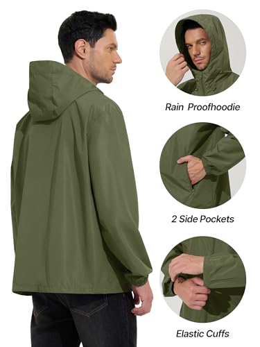 Image of UIQUR Mens Raincoat Waterproof Rain Jacket