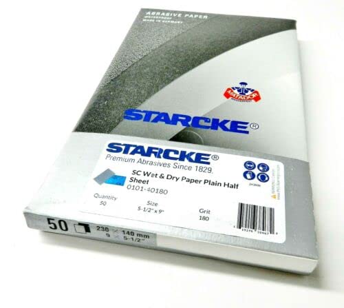 Matador Abrasive Wet or Dry Sandpaper 50 Sheet 180 Grit 5-1/2" x 9" Silicon Carbide Made in Germany