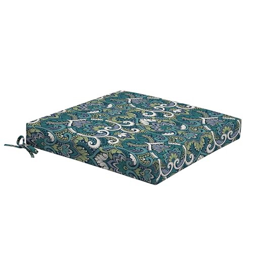 Arden Outdoor Seat Cushion, Foam, 19x19, Blue Damask