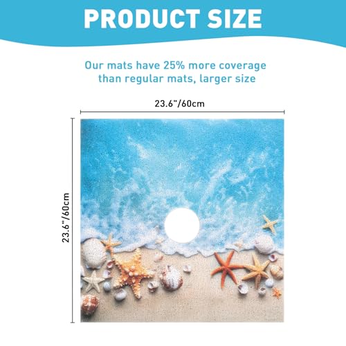 Image of Square Shower Mat Non Slip: 24 x 24 Inch Extra Large Shower Mats with Drain Hole in Middle - PVC Loofah Anti Slip Shower Floor Matt for Inside Shower