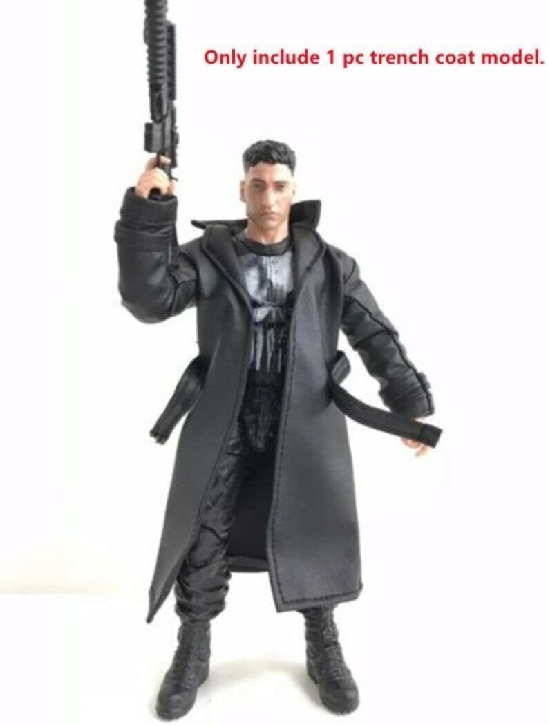 ximitoy 1/12 Scale Coat Black Wired Trench Coat Model for 6" Mezco ML Punisher Doll (no Figure)