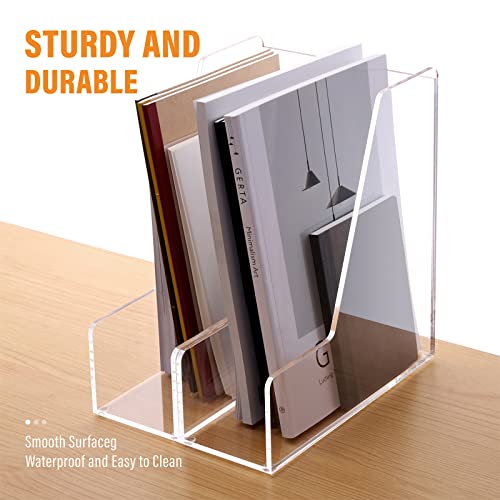 Sanrui Magazine File Holder Desk Organizer Clear Acrylic Vertical File Organizer For Office Home 2-Pack #TOP1