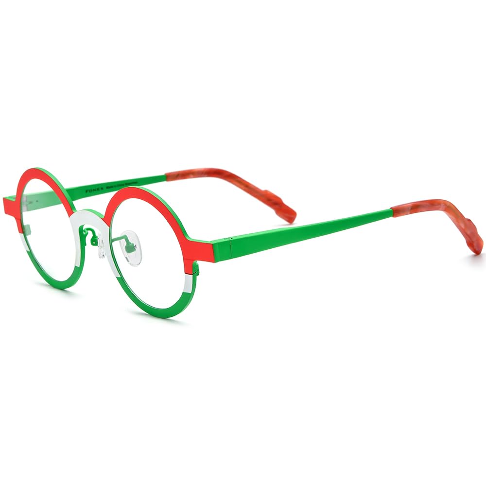 FONEX Colorful Pure Titanium Glasses Frame Women Retro Round Eyeglasses
