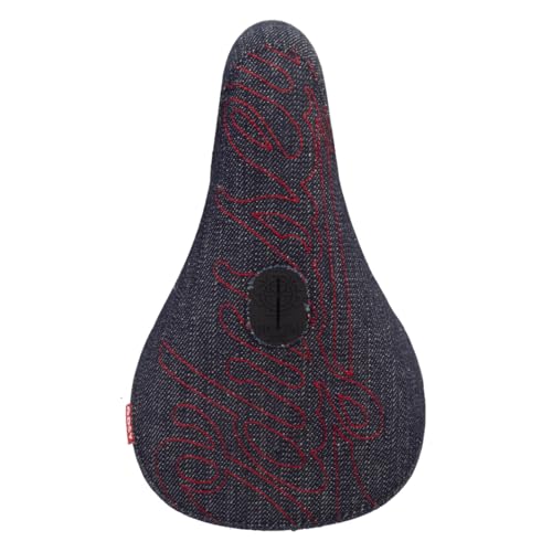 Odyssey Big Stitch BMX Pivotal Seat - Durable Canvas, Fat Sized, Black/Red with Logo Stitching, Designed for BMX Bikes and Freestyle Performance