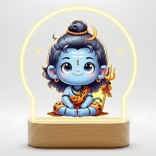 Image of Giftplease Divine Baby Shiva LED Desk Lamp - Warm Glow Spiritual Night Light - Cute Bal Shiva Table Decor for Pooja Room, Meditation Space, & Kids' Bedroom - Religious Gift & Home Accent GL 13