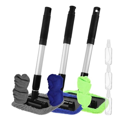Kit nettoyage voiture extérieur avec raclette télescopique pour entretien vitre et rétroviseur