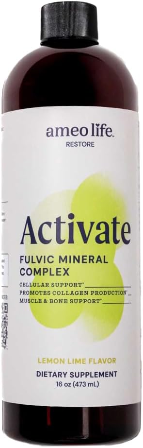 Ameo Life Fulvic Acid & Mineral Complex – Cellular Support, Detox, Collagen Boost – Promotes Skin, Hair, Nail Growth & Energy – Vegan, Gluten-Free, Non-GMO, Made in the USA -16 OZ