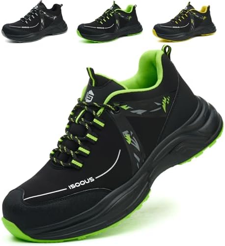 ISOOUS Arbeitsschuhe Herren Damen Sicherheitsschuhe Leicht rutschfest Stahlkappenschuhe Atmungsaktiv Bequem Schutzschuhe