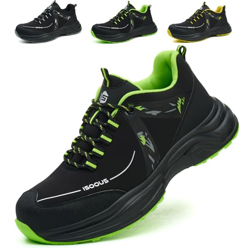 Zapatos de Seguridad Hombre Mujer Zapatillas de Seguridad Comodo Ligero Calzado Trabajo Transpirable con Punta de Acero Verde EU 43