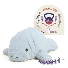 warmies Junior Microwavable & Weighted Stuffed Animals, Manatee - Heated Stuffed Animal Plushie for Warmth & Comfort - Cute Soft Plush Toys for Adults & Children Boys, Girls, Babies & Toddlers