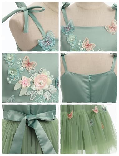 IDOPIP Pageant Dress for Toddler Girls Embroidery Flower Girl Butterfly Birthday Dress Baby Wedding Tea Party Tulle Tutu Gown3