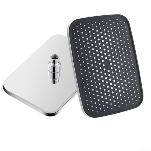 Cabezal de ducha de montaje en techo de alta presión para rotación de 360 grados, rociador de baño superior de flujo grande en negro/plata/gris, se adapta a brazo estándar G 1/2, ABS D rectangular