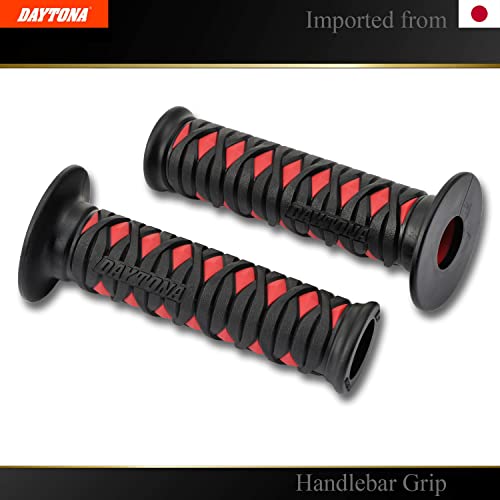 DAYTONA Universal 7/8" Motorcycle Handlebar Grips for Premium Comfort Rides (Katana) (Black) (Red)