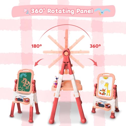 Zxyculture 001 Easel For Kids, Double Sided Kids Art Easel With White Board & Chalk Board, Adjustable Standing Toddler Easel thumb #2