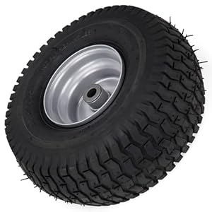 15×6.00-6″ Front Turf Tire for Craftsman Riding Mowers | 3″ Centered Hub | Bore ID 3/4″ | 400lbs Load Capacity | Natural Rubber 4 Ply with Tube