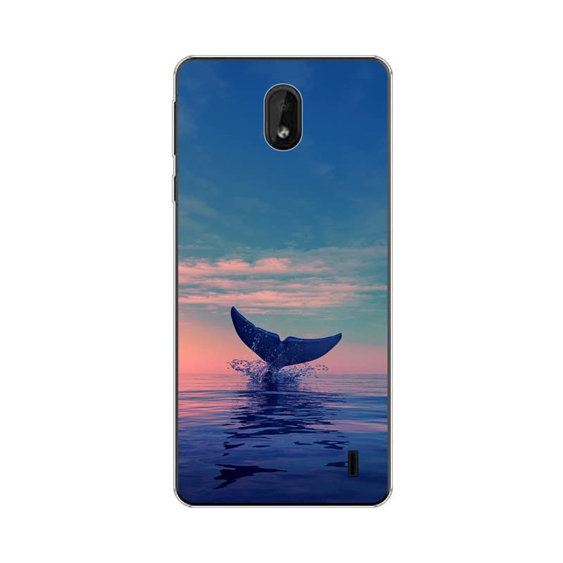 KARTXITAI Funda Silicone Case Compatible con Nokia 1 Plus, Carcasa de Silicona Cover, Gel Flexible,Regalo Original - Delfín, Playa