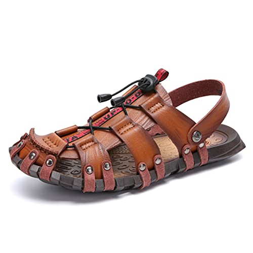 Men's Cool Fisherman Sandals Summer Leather Outdoor Comfortable Slippers Casual Beach Swimming Shoes