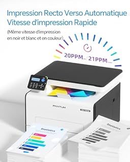 PANTUM CM2100DW Imprimante Laser Couleur Multifonction 3en1 Impression/Copie/Scan, Impression Recto-Verso Automatique, WLAN/Net/USB, 20ppm, pour la Maison et Le Bureau