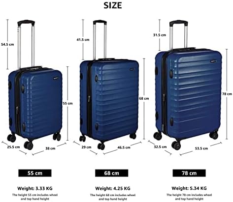Amazon Basics Hardside Luggage ABS Hard-Shell Spinner / Suitcase with 4 Wheels - 71cm / 28 inches, Navy Blue