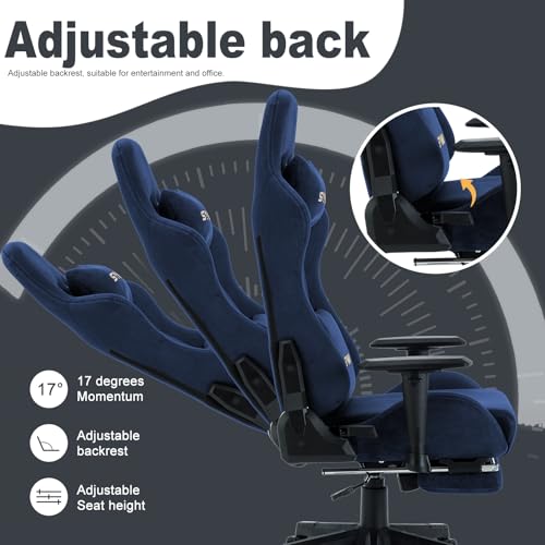 Symino Gaming Chair, Computer Chair with Footrest, Headrest and Lumbar Support, Ergonomic PC Chair, Height Adjustable Rotating Task Chairs, Navy Blue - Image 5