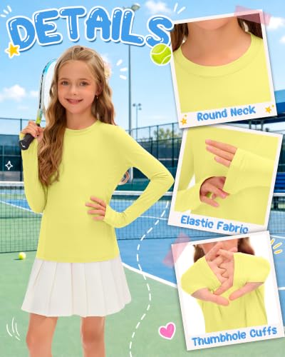 Image of 3 Pack Girls' Rash Guard Swim Long Sleeve Shirt UPF 50+ UV Sun Protection Quick Dry Tee with Thumb Holes 5-14Y