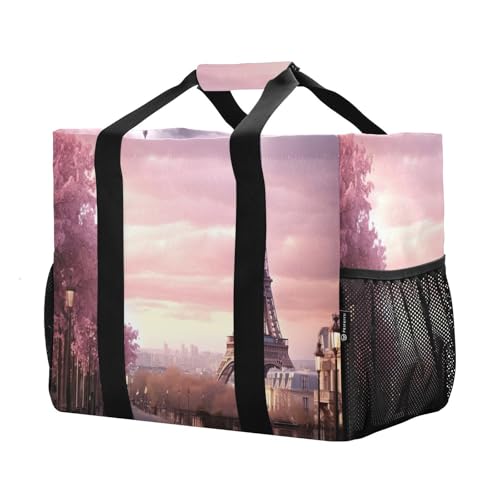 Romantic Paris Eiffel Tower Large Beach Bag Waterproof Beach Tote Bags for Women Travel Gym Pool2