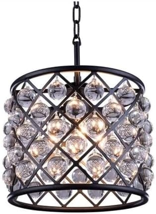 Elegant Lighting Madison Collection 3-Light Pendant Lamp with Royal Cut Crystals, Mocha Brown Finish