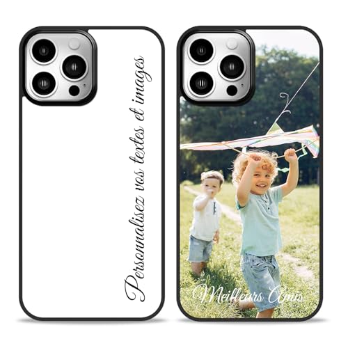 Easycosy Coque Personnalisée Photo pour iPhone 17 16 15 14 13 12 11 Pro/Max/Mini XR X XS Max Coque Personnalisable avec Votre Image Texte pour Couple Ami, Famille, Etui en TPU Plein de Protection