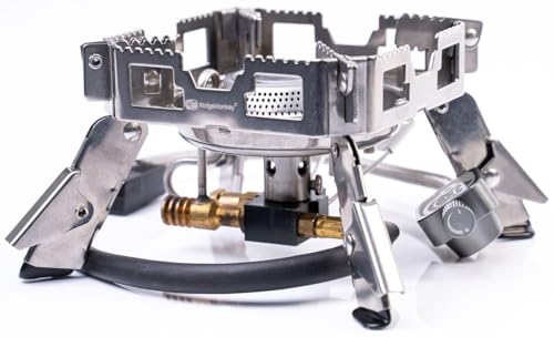 RidgeMonkey Quad Stove Pro Mini Portable - Gaskocher zum Karpfenfischen & Welsangeln, Angelkocher, Outdoor Kocher zum Angeln
