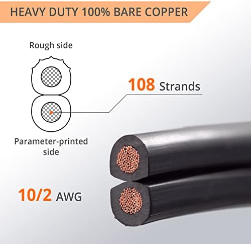 10/2 Low Voltage Landscape Wire 100 ft | Low Voltage Landscape Lighting Wire | Pure Copper | Outdoor Direct Burial | 10-Gauge 2-Conductor 100 Feet | UL Listed