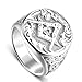 IFUAQZ Men's Masonic Freemason Stainless Steel Rings Classic Master Mason Signet Band Jewelry Silver Size 13
