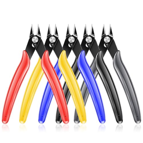 RUZIZAO 5 Inch Wire Cutter, Precision Small Wire Cutters Electronic Flush Cutter Carbon Steel for Crafts Models Jewelry Making Floral Art Scissors 3d Print (5 PCS)
