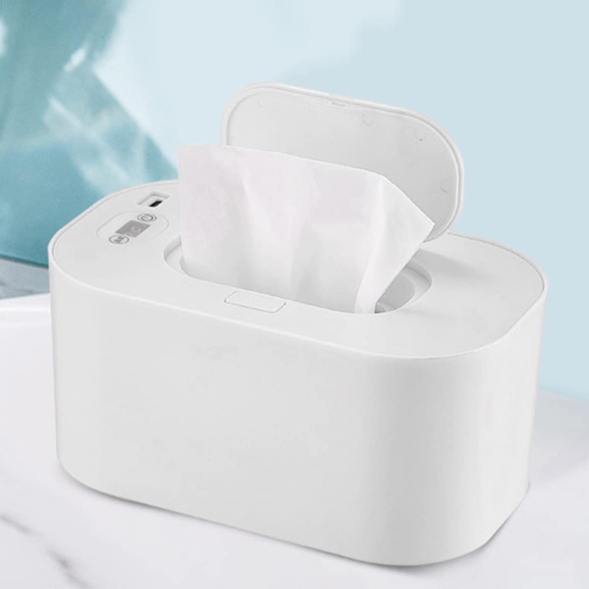 Thechos USB Baby Wipe Warmer 3 Mode 40-60 °C Adjustable Baby Wipe Warmer Dispenser Portable Smart Wet Wipes Warmer Large Capacity Baby Wipe Heater for Kids Car Home Travel Baby Nursery (Green White Pi