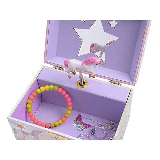 Jewelkeeper - Caja Musical para Joyas para Niñas, con Unicornio Arco Iris y Estrellas de Lentejuelas - Melodía The Unicorn