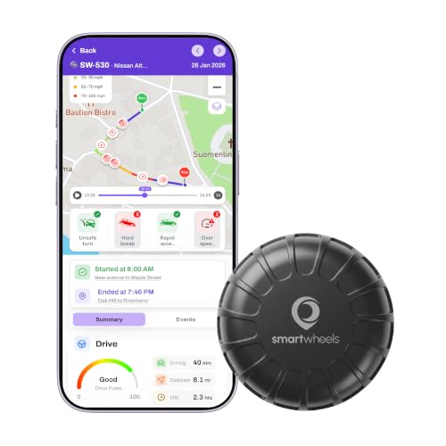 SmartWheels Magnetic Tag | GPS Tracker for Vehicles | Free App Trial | Driving Insights | Trip History | Geo-Fence Alerts | Subscription Required